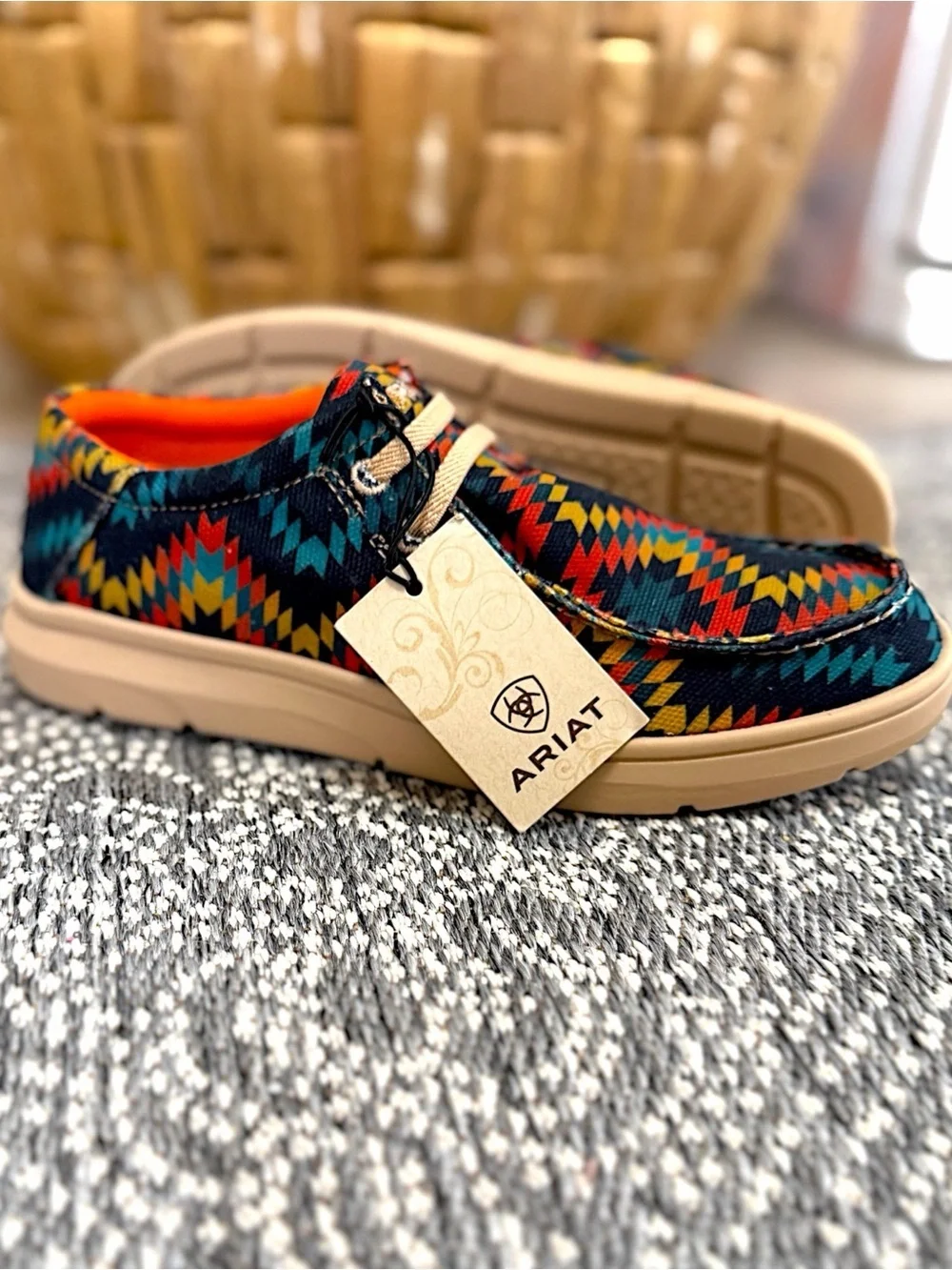 New Ariat Kids' Multicolor Aztec Slip-On Shoes Hilo New with tags size 3
